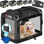 Cadoca Tiertransportbox, faltbar XXL 90x60x66cm Hundebox Hundetransportbox Anthrazit