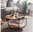 FINEBUY Couchtisch FB54351 Akazie Massivholz rund 60cm Wohnzimmertisch...