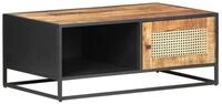 vidaXL Couchtisch Couchtisch 90x50x35 cm Raues holz und Wiener Geflecht