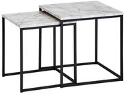 Wohnling Beistelltisch WL5.983 2er Couchtisch Set Marmor Optik Wei&szlig;...