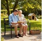 Outsunny Gartenbank 3-Sitzer Sitzbank mit Armlehnen Gusseisen (Bank, 1-St.,