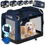 Cadoca Tiertransportbox, faltbar M 60x42x44cm Hundebox Hundetransportbox Navy Blau