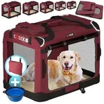 Cadoca Tiertransportbox, faltbar L 70x52x50cm Hundebox Hundetransportbox Dunkelrot