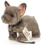 Uni-Toys Kuscheltier Franz&ouml;sische Bulldogge (grau) - Mit/Ohne Leine - 26 cm -