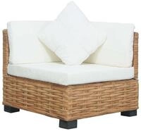 vidaXL Gartenlounge-Set vidaXL Ecksofa mit Kissen Nat&uuml;rliches Rattan