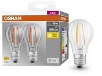 Osram LED-Leuchtmittel Osram 2x LED Gl&uuml;hbirne BASE CLASSIC A 60 6,5W = 60W E27...