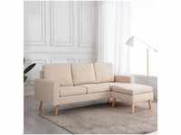 vidaXL 3-Sitzer-Sofa mit Hocker Creme Stoff (288726)