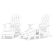 vidaXL Gartenstuhl Adirondack-Gartenst&uuml;hle 2 Stk. mit Hockern HDPE Wei&szlig; (1 St)