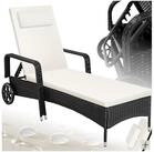 tectake Gartenliege Rattan Sonnenliege, abnehmbares Kopfkissen, 200 x 70 x 33...