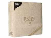 Papstar 50 Servietten ROYAL Collection 1/4-Falz 40x40 cm sand Leaves (88043)