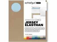 Schlafgut EASY Jersey Elasthan Topper Spannbettlaken blue light 120-130x200-220...