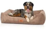Knuffelwuff Tierbett Hundebett aus Cord Olivia, Schaumstoffflocken braun 85 cm...