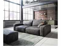 DELIFE Big-Sofa Lanzo, L Lederimitat Vintage Anthrazit 260x110 cm mit Hocker...