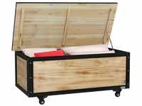 Outsunny Gartenbox 121L Holz Auflagenbox mit Rollen (Aufbewahrungsbox, 1 St.,