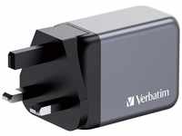 Verbatim GaN-Ladegerät 65W, 1x USB-A, 2x USB-C Notebook-Ladegerät
