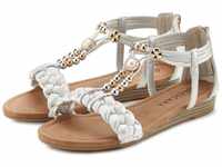 LASCANA Sandale Sandalette, Sommerschuh mit raffiniertem Riemchen VEGAN, grau