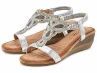 LASCANA Sandale Sandalette, Sommerschuh mit leichtem Keilabsatz und Glitzer-Steinchen