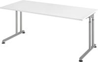 HAMMERBACHER Schreibtisch Schreibtisch C-Fu&szlig; 180x80cm Wei&szlig;/Silber