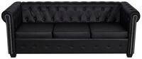 vidaXL Chesterfield-Sofa, Chesterfield-Sofa 3-Sitzer Kunstleder Schwarz