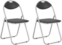vidaXL Esszimmerstuhl Klappbare Esszimmerst&uuml;hle 2 Stk. Schwarz Kunstleder (2 St)