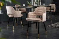 riess-ambiente 4-Fu&szlig;stuhl PARIS greige/schwarz/gold &ndash; Samt, Metall-F&uuml;&szlig;e,