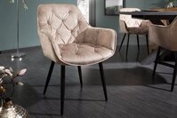 riess-ambiente Polsterstuhl MILANO champagner beige/schwarz - Samt, mit...