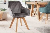 riess-ambiente Polsterstuhl LIVORNO grau/natur &ndash; Samt, drehbar, Holz-Beine,...