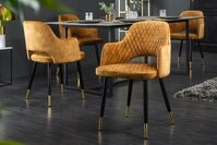 riess-ambiente 4-Fu&szlig;stuhl PARIS senfgelb/schwarz/gold &ndash; Samt, Metall-F&uuml;&szlig;e,...