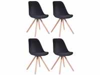 CLP 4er Set Stühle Toulouse Samt Rund mit Sitzpolster und runden Holzbeinen...