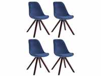 CLP 4er Set Stühle Toulouse Samt Square mit Sitzpolster und eckigen Holzbeinen...