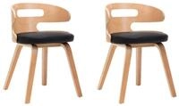 vidaXL Esszimmerstuhl Esszimmerst&uuml;hle 2 Stk. Schwarz Bugholz und Kunstleder (2...