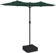 vidaXL Sonnenschirm Doppel-Sonnenschirm mit LED-Leuchten Gr&uuml;n 316x145 cm