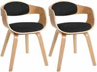 CLP 2er Set Stühle Kingston Stoff mit Polsterung und robustem Holzgestell natura/schwarz, Gestell natura
