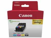 Canon CLI-551 BK/C/M/Y Multipack Tintenpatrone (Packung, 4-tlg)