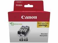 Canon PGI-520BK (Doppelpack) Tintenpatrone (Packung, 2-tlg)