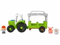 Fisher-Price® Lernspielzeug Little People Traktor, bilingual, mit Anhänger, 3