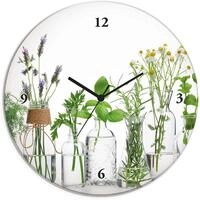 Artland Wanduhr Glasuhr rund &Ouml;le mit Kr&auml;utern (wahlweise mit Quarz- oder