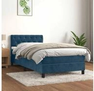 vidaXL Bettgestell vidaXL Boxspringbett mit Matratze Dunkelblau 80x200 cm Samt