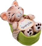 Nici Kuscheltier Sleeping Pets, Katze Bengal, 12 cm, im K&ouml;rbchen, enth&auml;lt