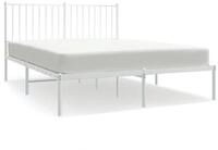 vidaXL Bettgestell, Bettrahmen mit Kopfteil Metall Wei&szlig; 140x200 cm