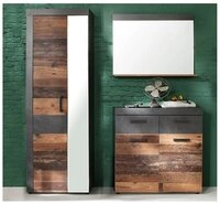 trendteam Garderoben-Set Garderoben-Set Indy, Old Used Wood / Matera grau, 3-teilig,