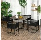 Outsunny Sitzgruppe 5-tlg. Polyrattan Gartenm&ouml;bel Set Esstisch mit 4 St&uuml;hlen,