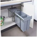 en.casa Einbaum&uuml;lleimer, &raquo;Froland&laquo; 48x26x42cm Grau 1x20L+1x10L grau 30 l |...