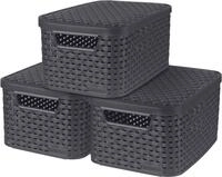 Curver Organizer Style (Set, 3 St), Aufbewahrungsbox, mit Deckel anthrazit, 3 x 7