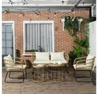 Outsunny Sitzgruppe Rattan Gartenm&ouml;bel-Set mit 2 Couchtischen, 2 Sesseln, 1