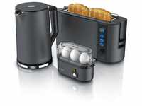 Arendo Frühstücks-Set (3-tlg), Wasserkocher 1,5l / 2-Scheiben Toaster /...