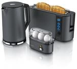 Arendo Fr&uuml;hst&uuml;cks-Set (3-tlg), Edelstahl Wasserkocher 1,5l, 2-Scheiben...