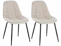 CLP 2er Set Stuhl Tom Kunstleder oder Stoff mit Metallgestell creme,...