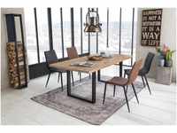 SIT TABLES & CO Tisch 180x90 cm, Wildeiche, schwarzes Gestell Platte natur,...