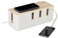 relaxdays Kabelbox mit Holzdeckel, wei&szlig;